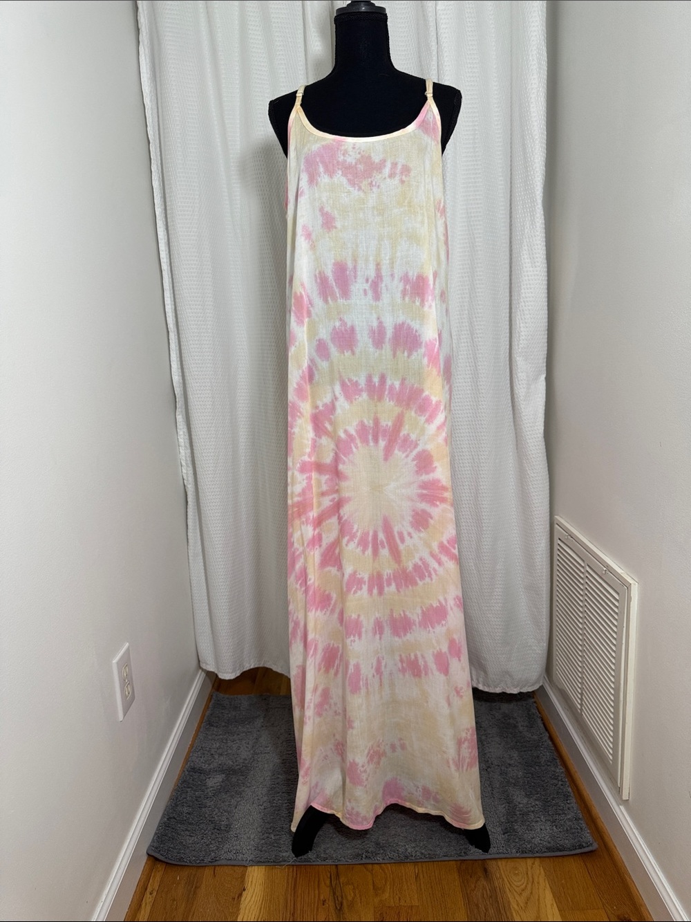 Daisy Island Boho Tie-Dye Sun Dress in Pink & Cream NWT